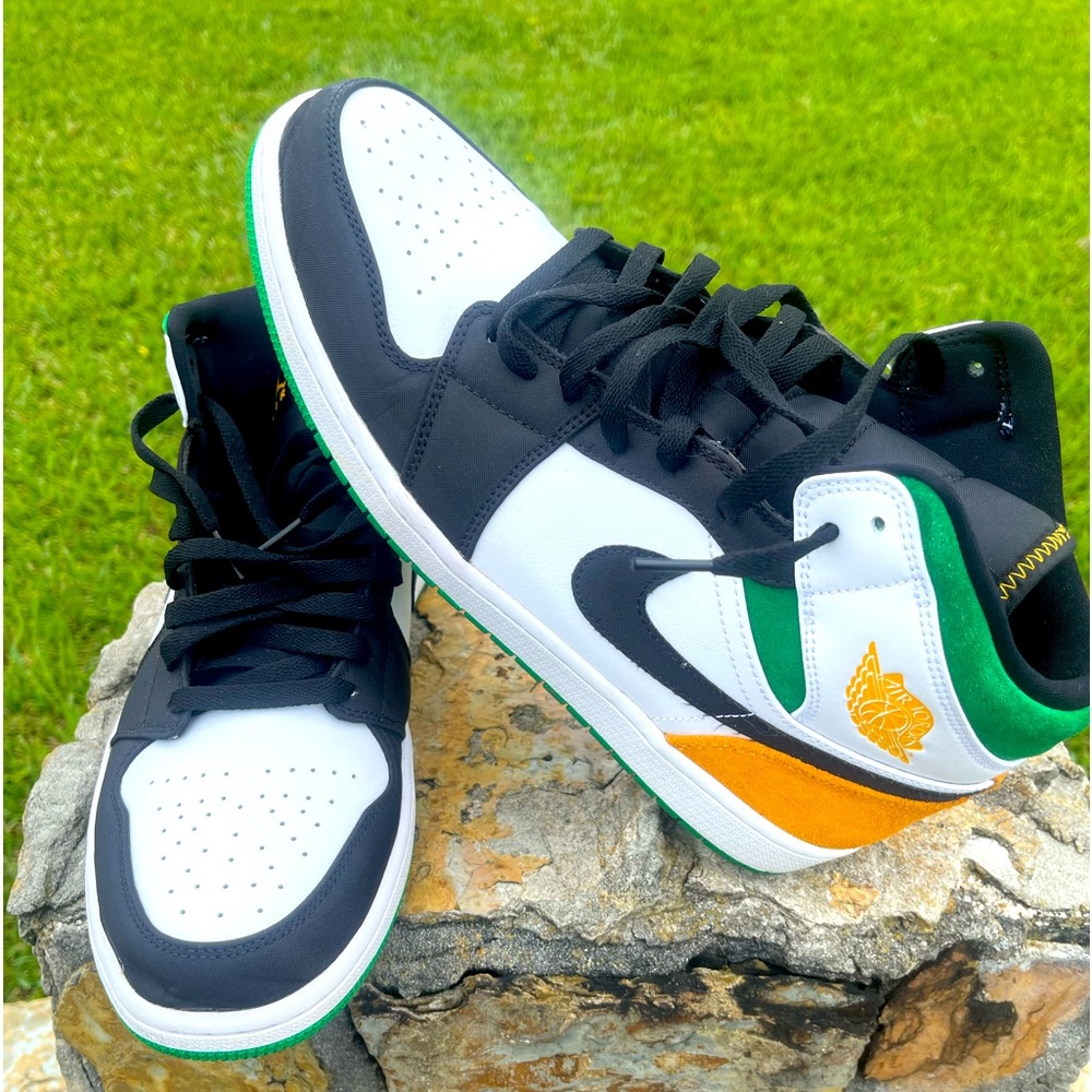 Nike Air Jordan 1 Mid SE Oakland Lucky Green Laser Yellow Pre Owned Size 12